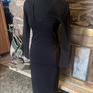 Aqua Elegant Black Long Sleeve Dress